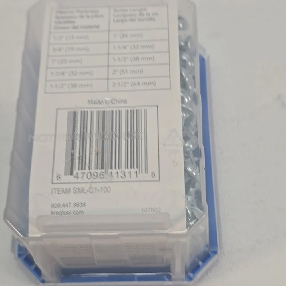 Kreg SML-C1-100 Zinc Pocket Screws, 1 Inch #8 Coarse Thread, Maxi-Loc‎ Head (100